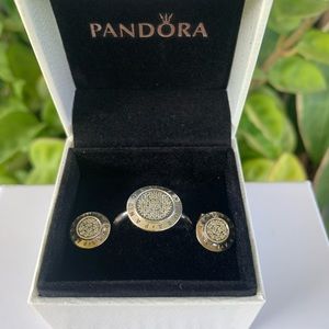 Pandora Logo Set with Zirconias ring size 56